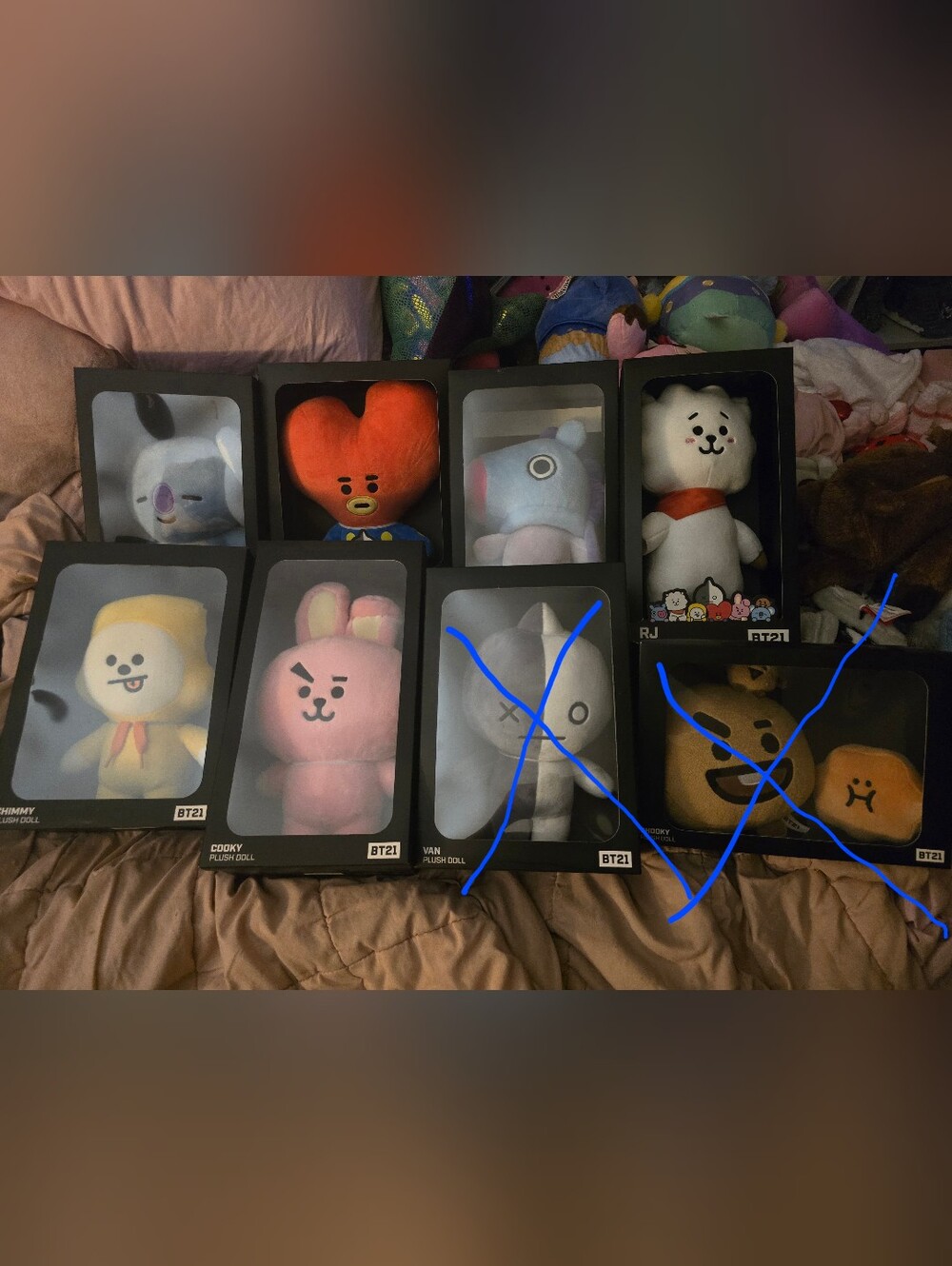 6 Piece Set BT21 BTS Standing Doll Plushies Set